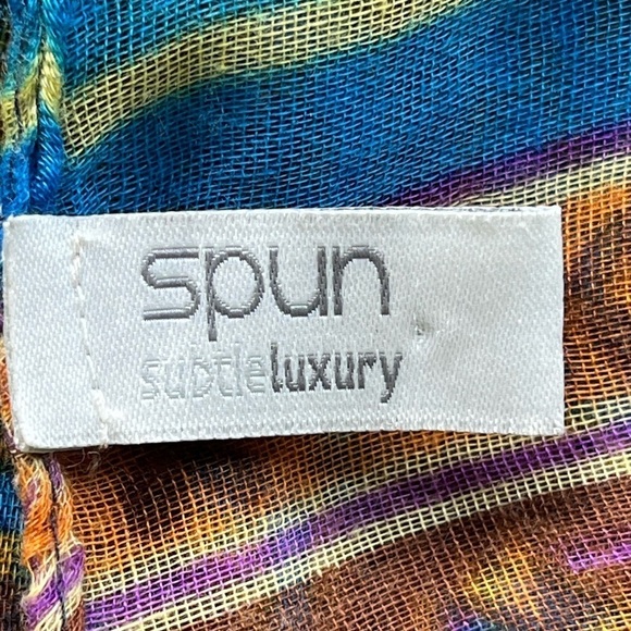 Vibrant Oversized Scarf Wrap Shawl Sarong Cover-Up Blue and Brown - Picture 5 of 7